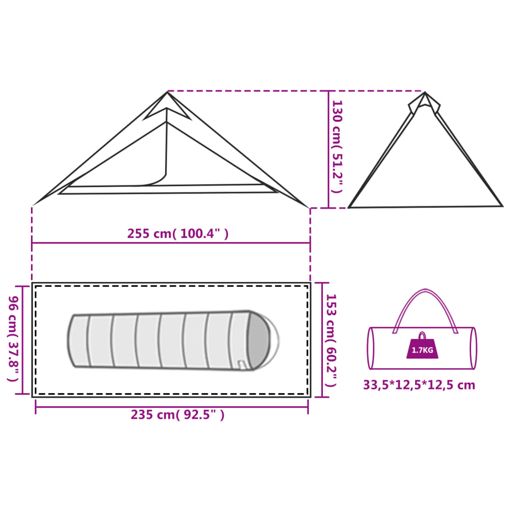 vidaXL Tente de camping tipi 1 personne orange imperméable