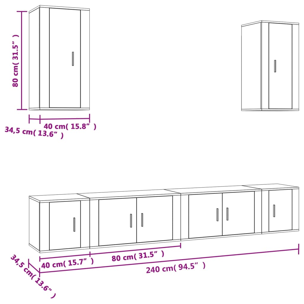 vidaXL Ensemble de meubles TV 6 pcs Blanc Bois d'ingénierie