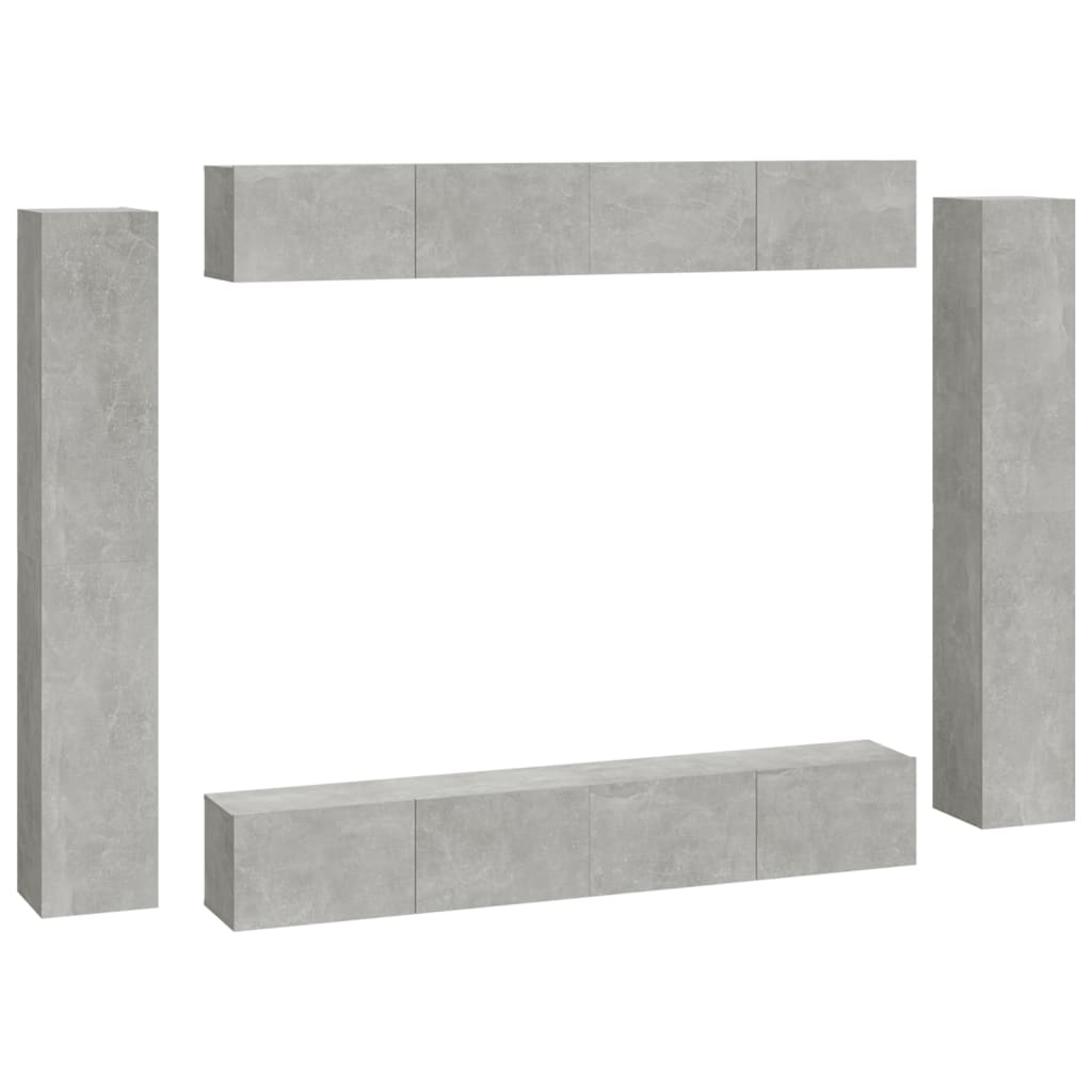 vidaXL Ensemble de meubles TV 8 pcs Gris béton Bois d'ingénierie