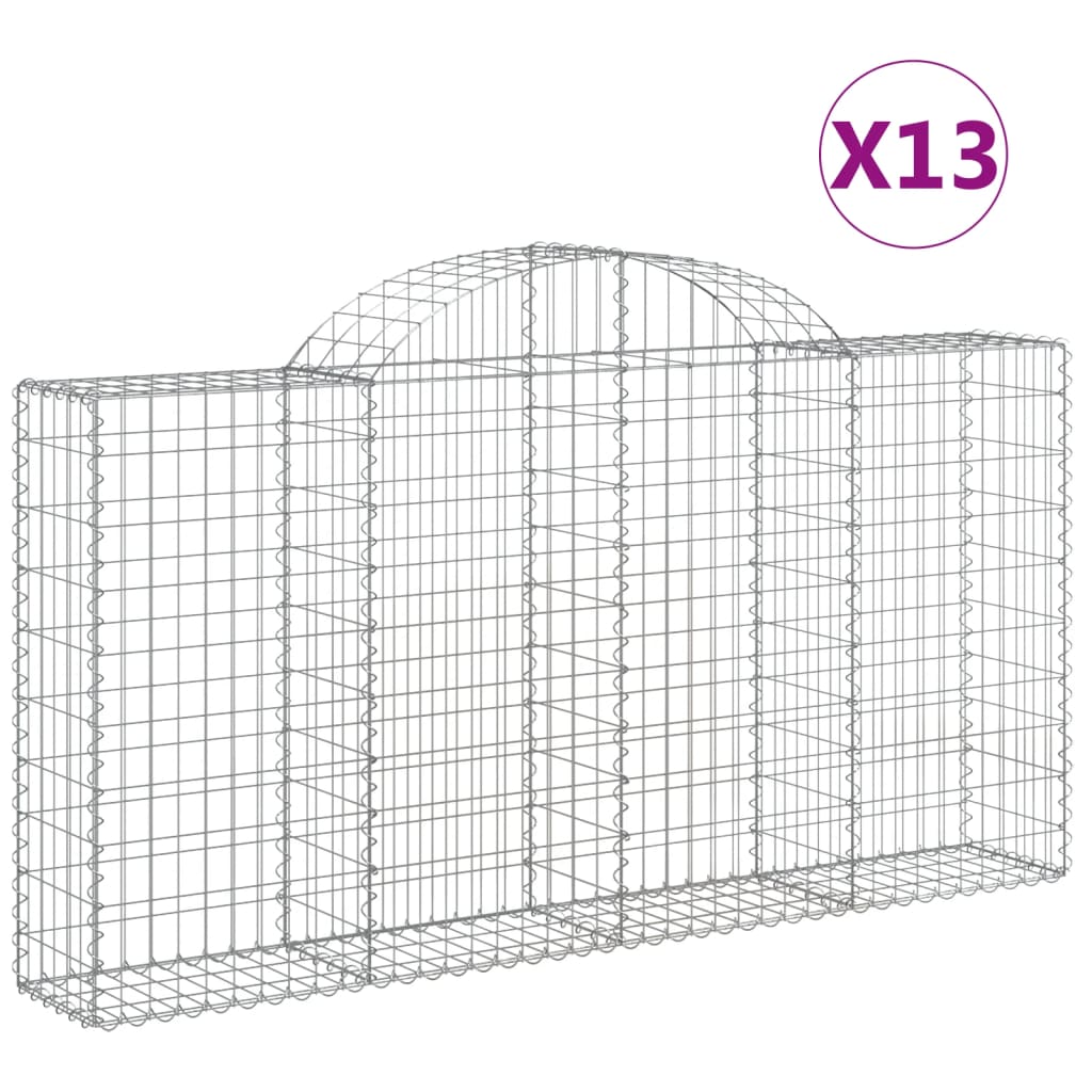 vidaXL Paniers à gabions arqués 13 pcs 200x30x100/120 cm Fer galvanisé