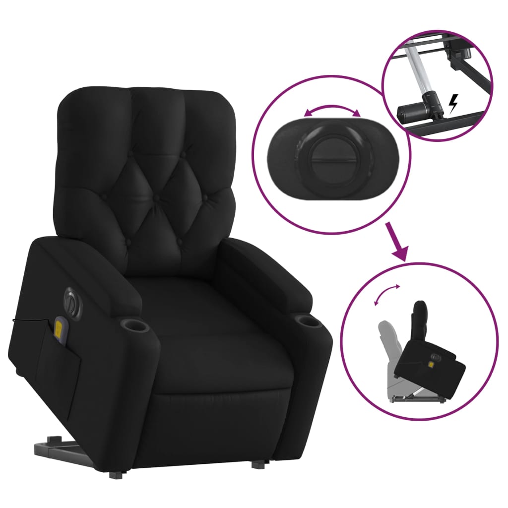 vidaXL Fauteuil inclinable de massage électrique noir similicuir