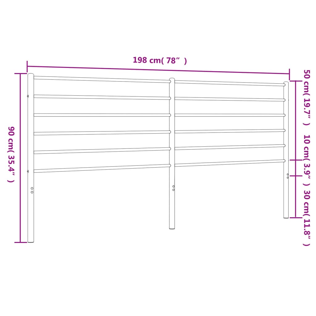 vidaXL Tête de lit métal noir 193 cm