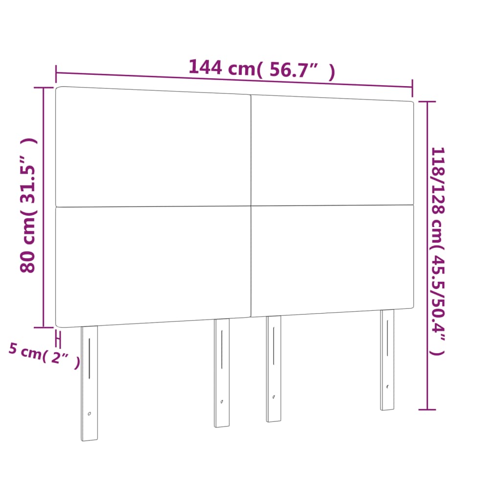 vidaXL Tête de lit à LED Blanc 144x5x118/128 cm Similicuir