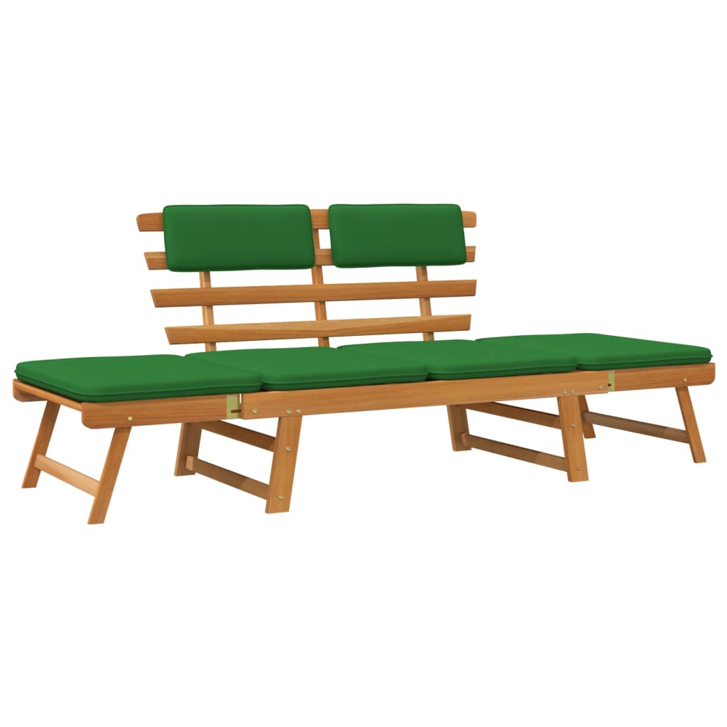 vidaXL Banc de jardin avec coussins 2-en-1 190 cm Bois solide d'acacia