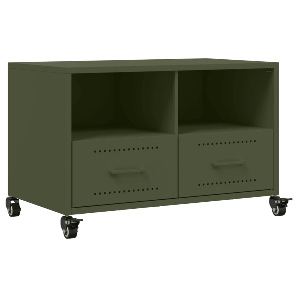 vidaXL Meuble TV vert olive 68x39x43,5 cm acier