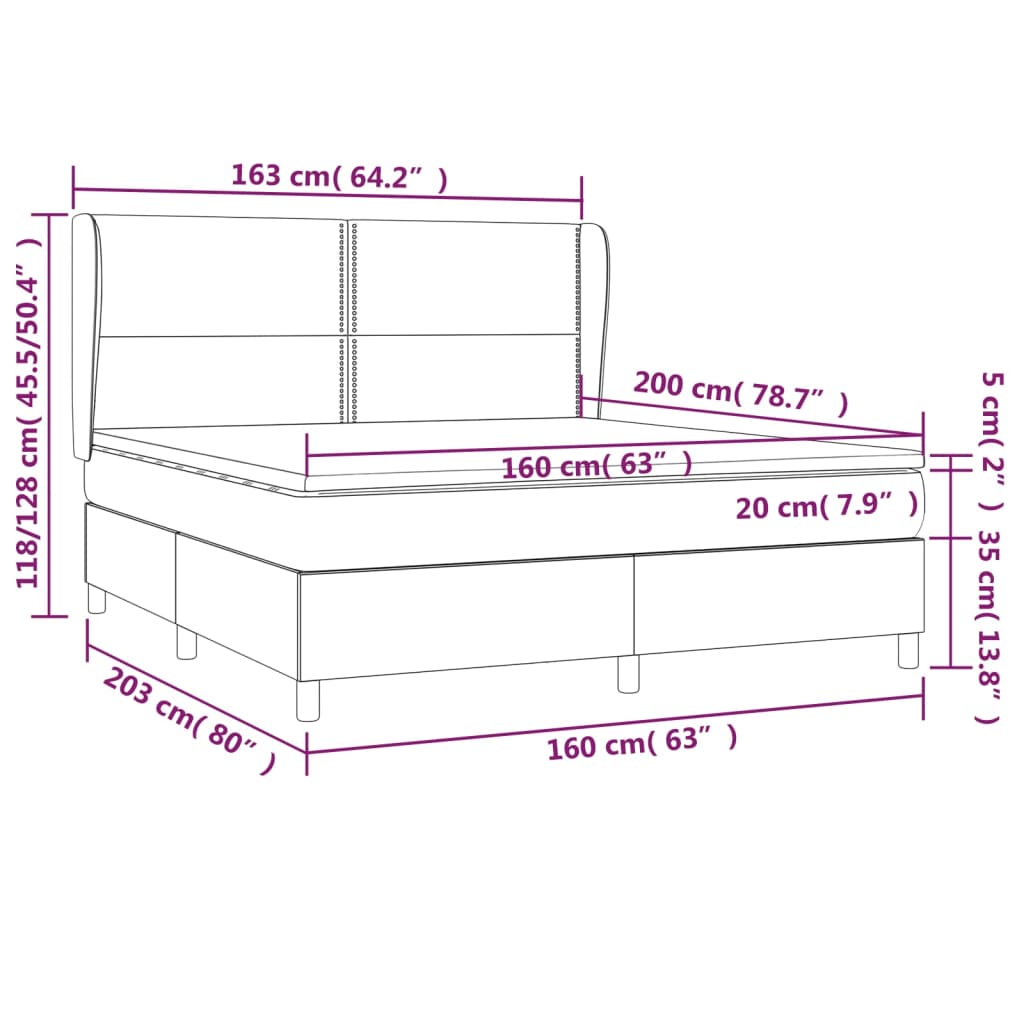 vidaXL Sommier à lattes de lit avec matelas Blanc 160x200cm Similicuir