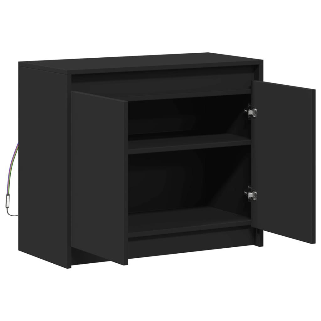 vidaXL Buffet avec LED noir 72x34x61 cm bois d'ingénierie