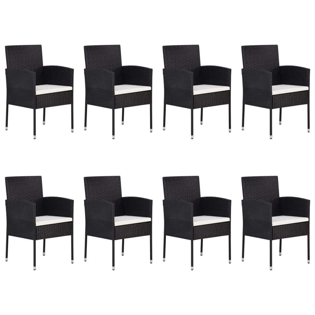 vidaXL Ensemble à manger de jardin 9 pcs Noir