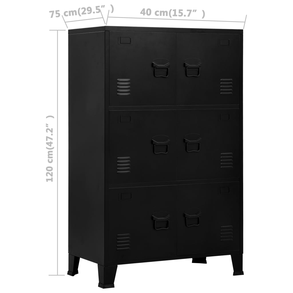 vidaXL Coffre de rangement industriel Noir 75x40x120 cm Acier