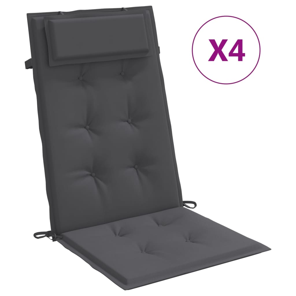 vidaXL Coussins de chaise à dossier haut lot de 4 anthracite