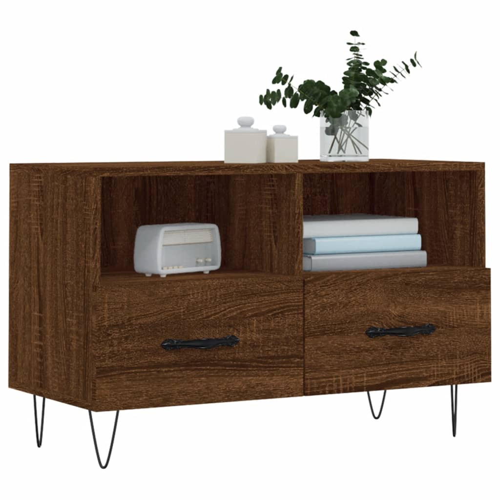 vidaXL Meuble TV Chêne marron 80x36x50 cm Bois d'ingénierie