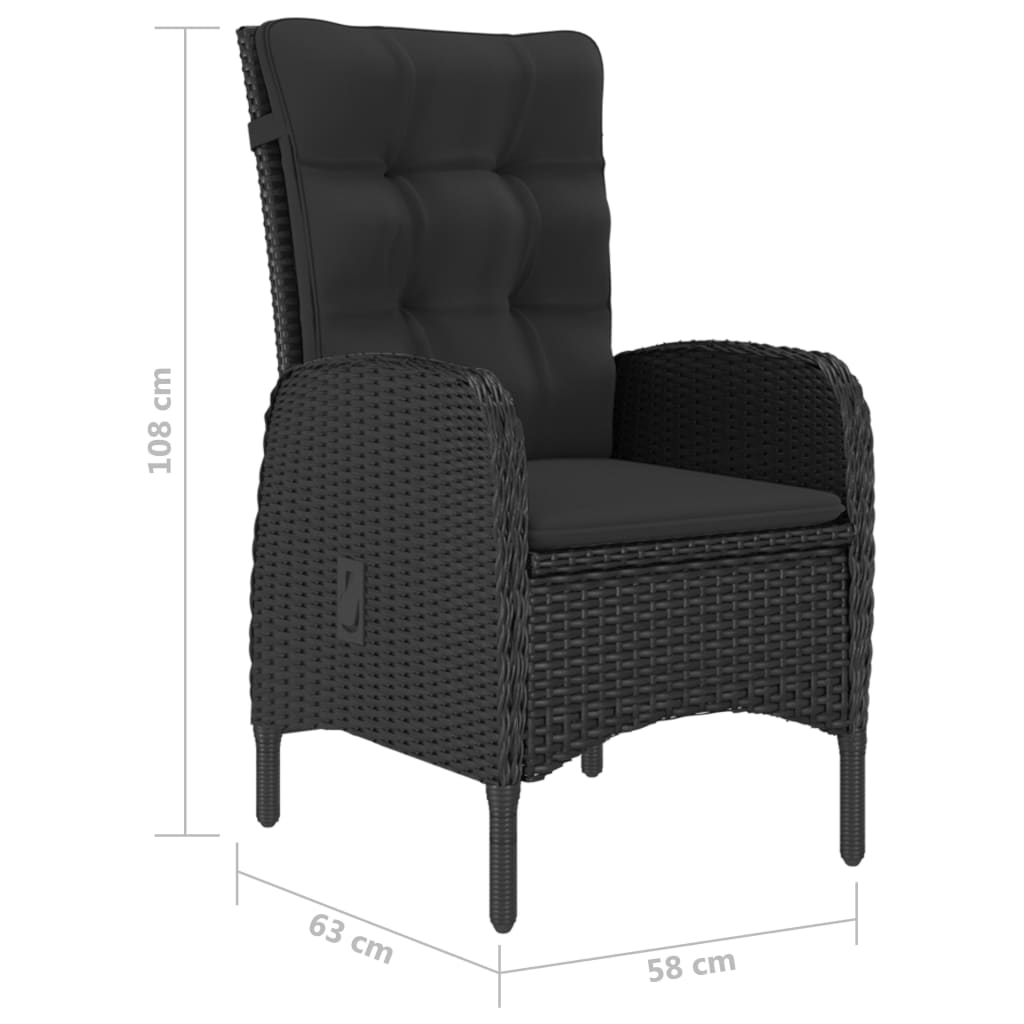 vidaXL Ensemble à manger de jardin 7 pcs Noir