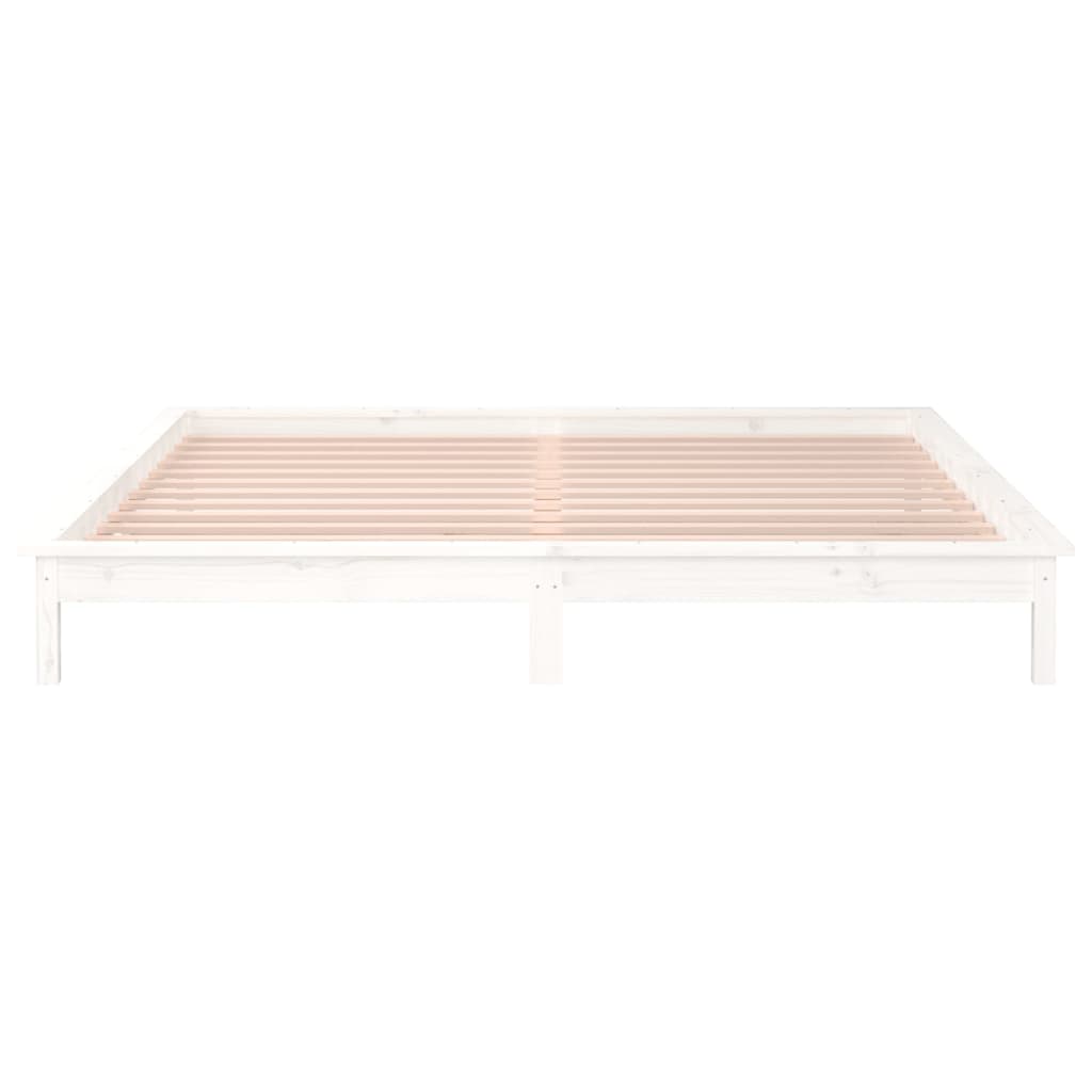 vidaXL Cadre de lit à LED sans matelas blanc 160x200 cm bois massif