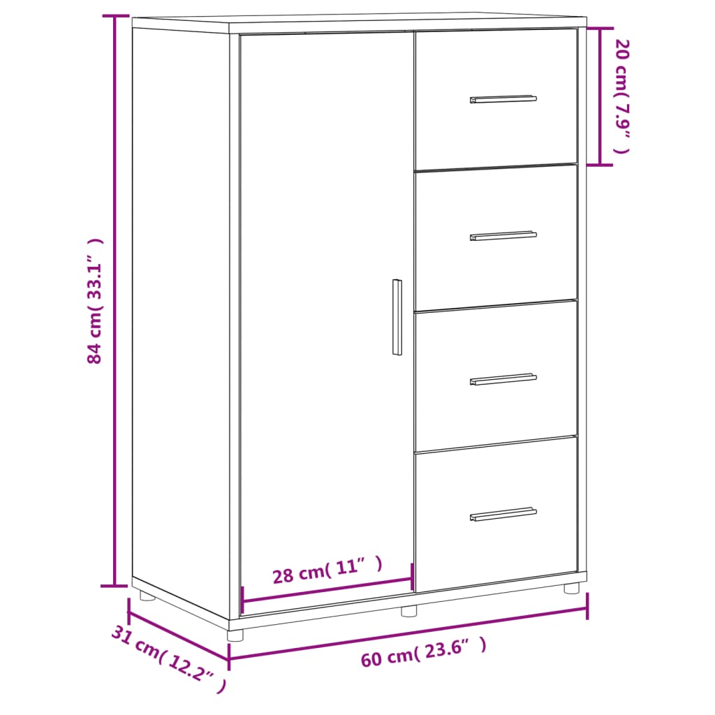 vidaXL Buffet chêne sonoma 60x31x84 cm bois d'ingénierie