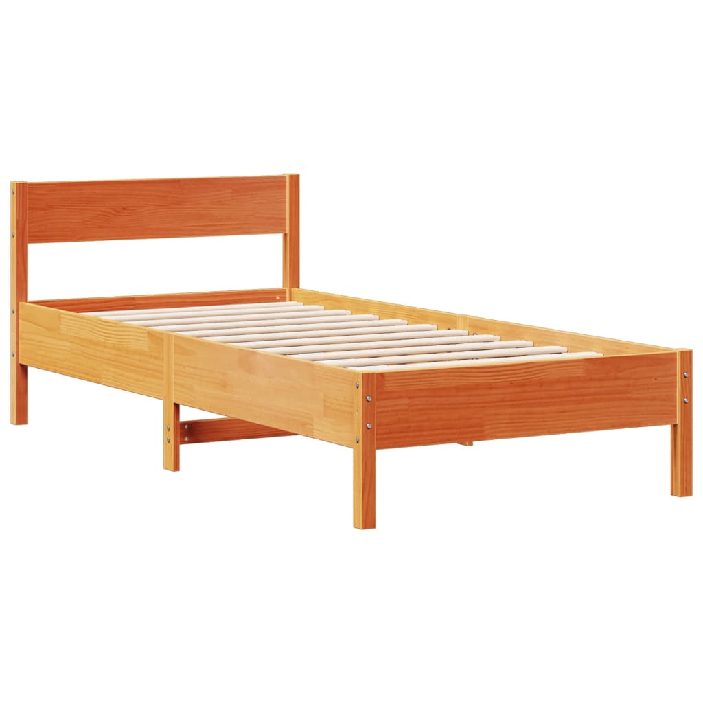 vidaXL Lit bibliothèque sans matelas cire marron 75x190 cm pin massif