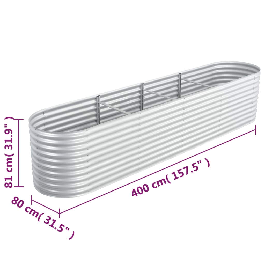 vidaXL Jardinière surélevée 400x80x81 cm acier galvanisé argenté