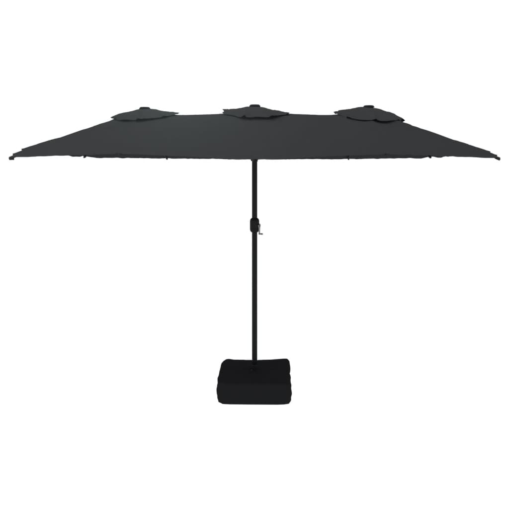 vidaXL Parasol de jardin à double tête avec LED noir 449x245 cm