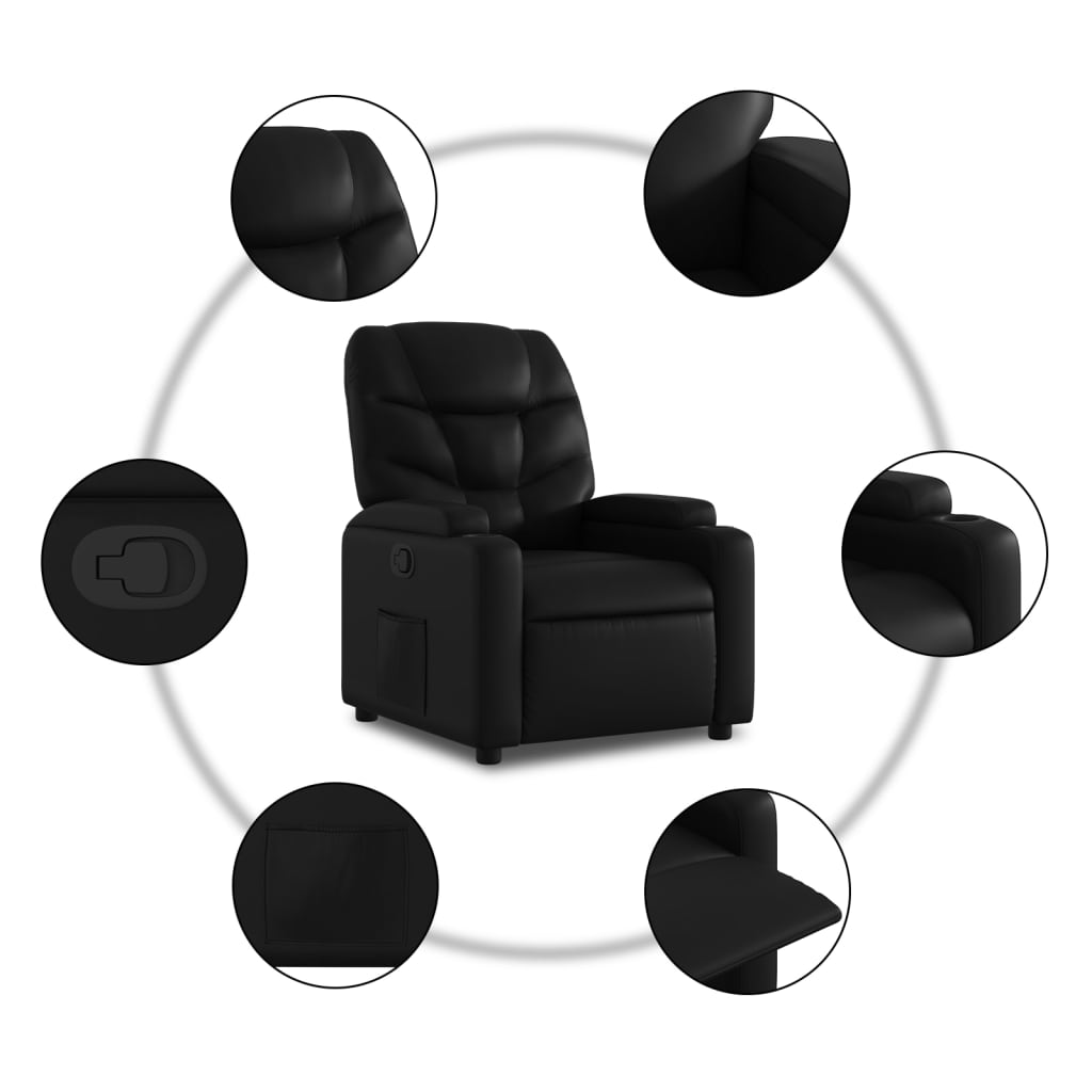 vidaXL Fauteuil inclinable Noir Similicuir