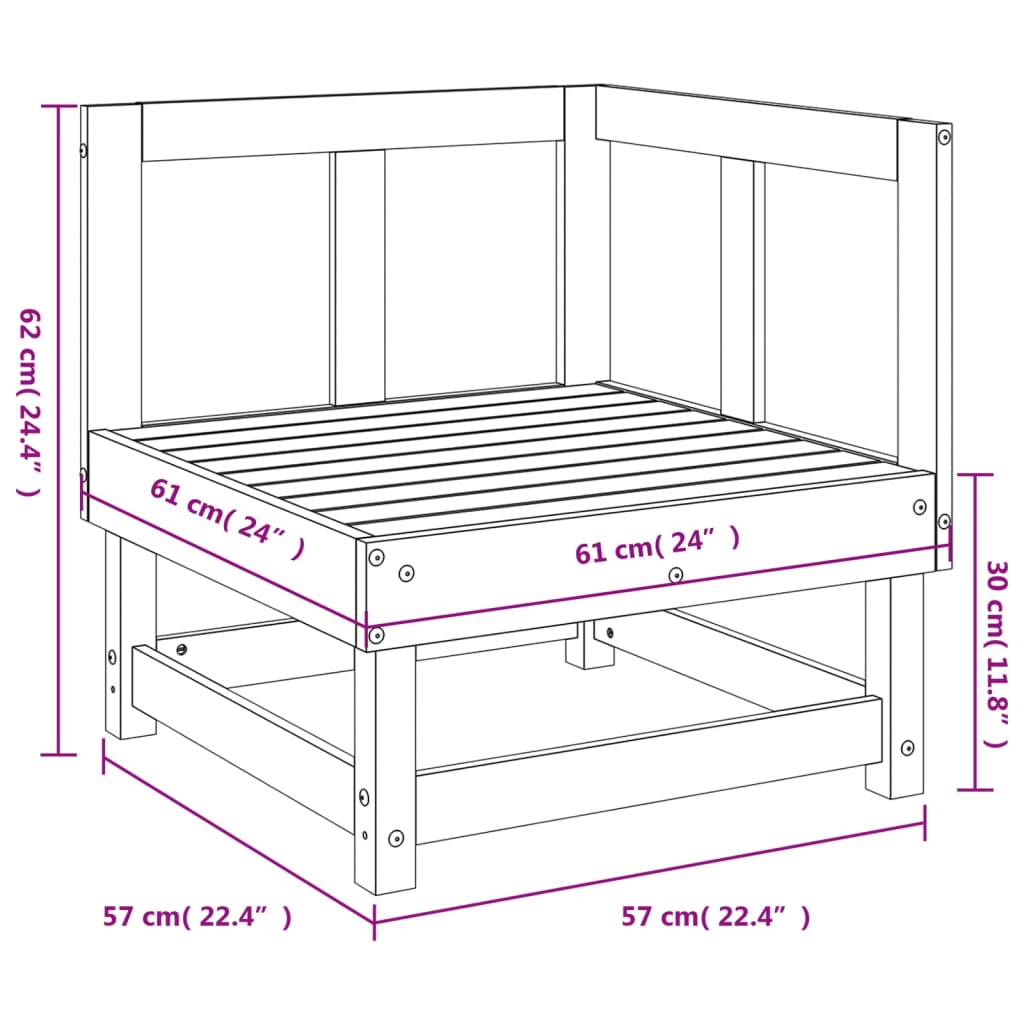 vidaXL Canapé d'angle de jardin bois massif douglas