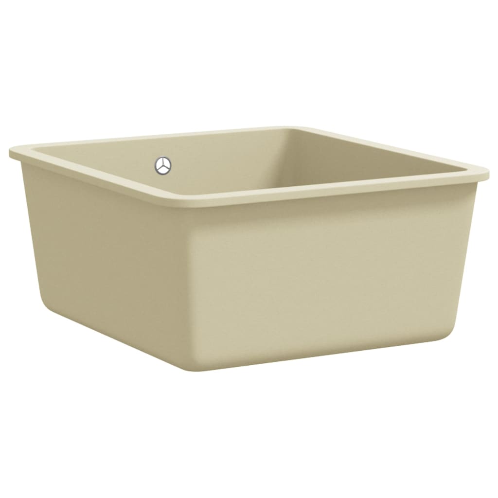 vidaXL Évier de cuisine Granit Seul lavabo Beige