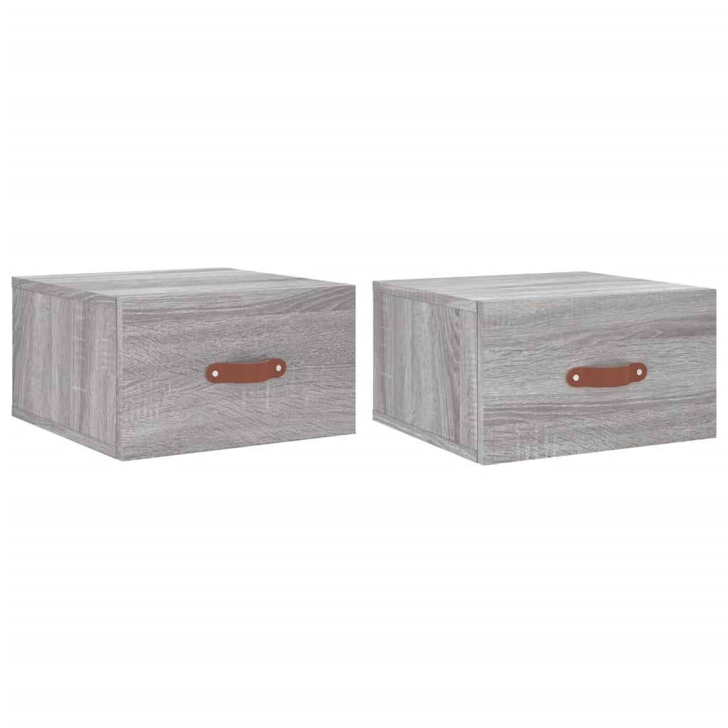 vidaXL Tables de chevet murales 2 pcs sonoma gris 35x35x20 cm