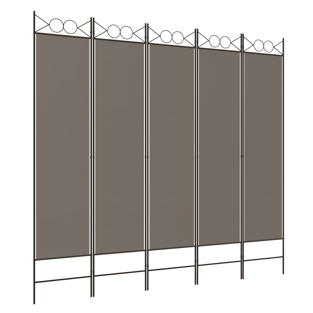 vidaXL Cloison de séparation 5 panneaux Anthracite 200x220 cm Tissu