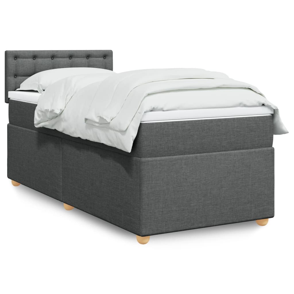 vidaXL Sommier à lattes de lit et matelas Gris foncé 90x190 cm Tissu