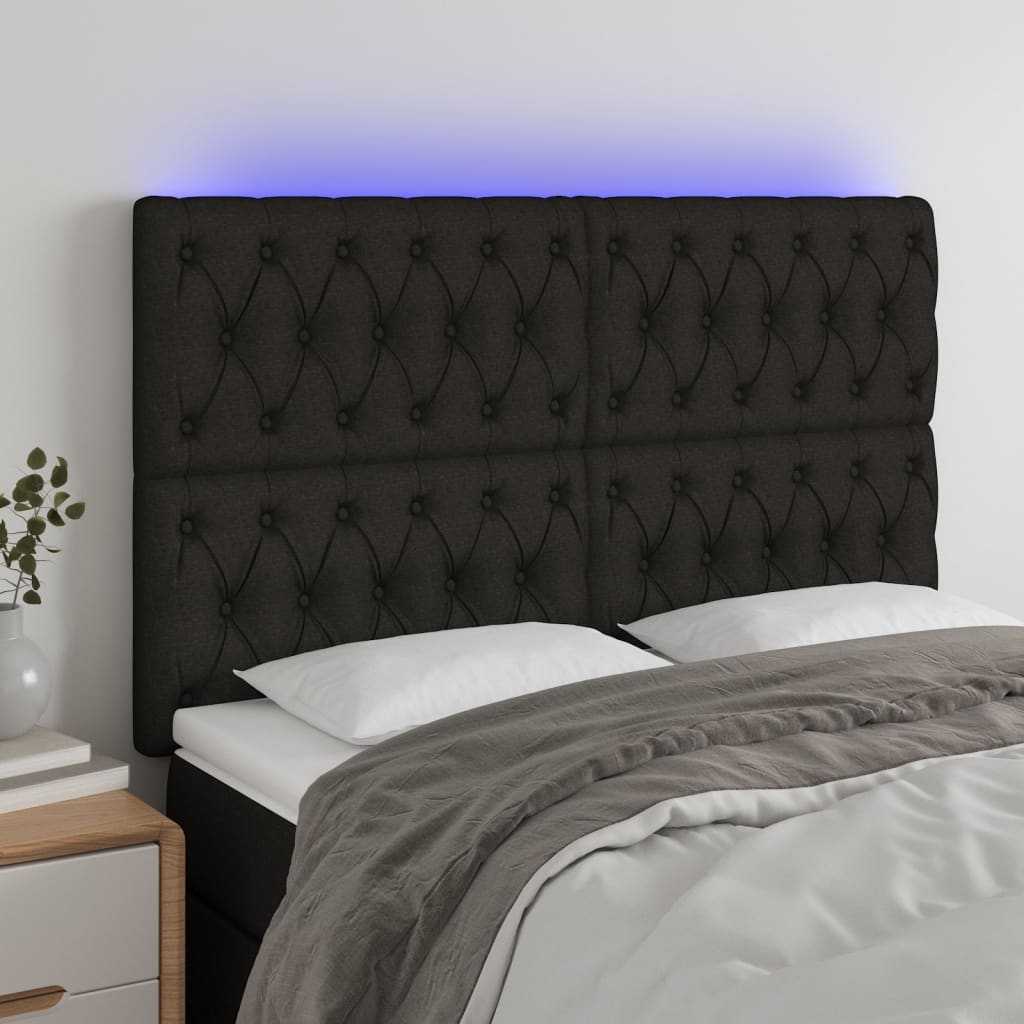 vidaXL Tête de lit à LED Noir 160x7x118/128 cm Tissu