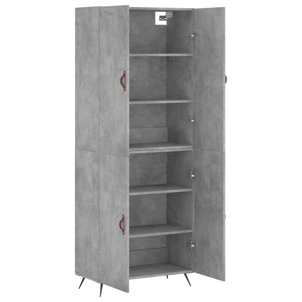 vidaXL Buffet haut Gris béton 69,5x34x180 cm Bois d'ingénierie