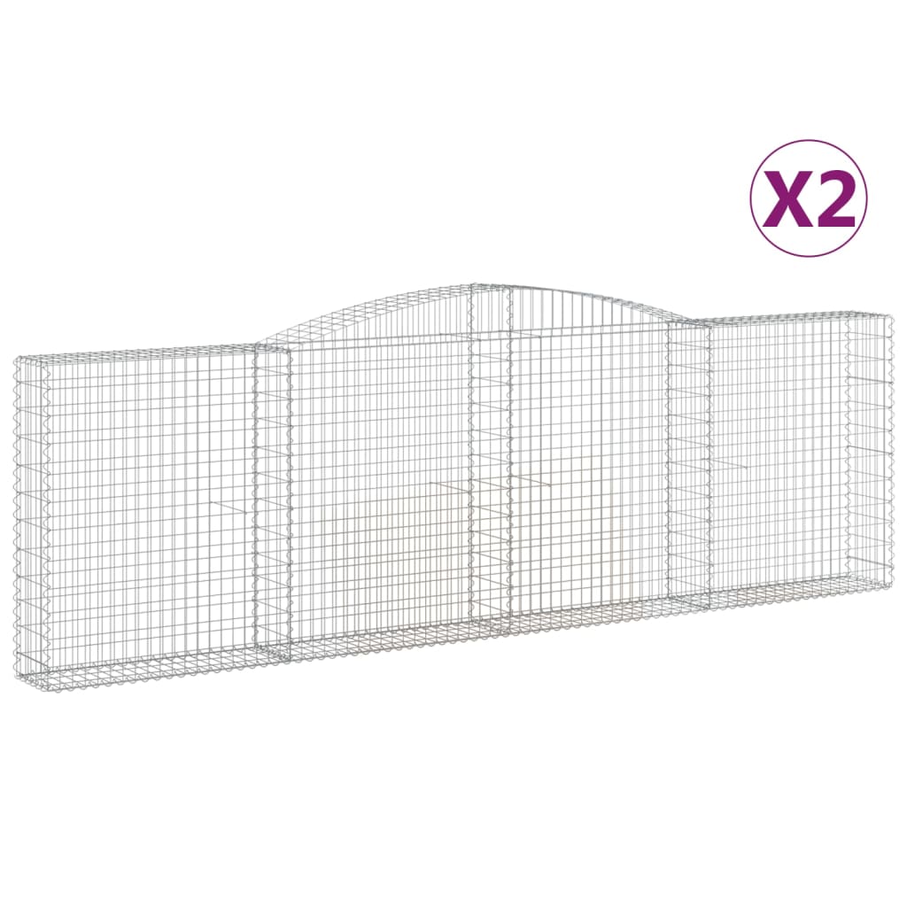 vidaXL Paniers à gabions arqués 2 pcs 400x30x120/140 cm Fer galvanisé