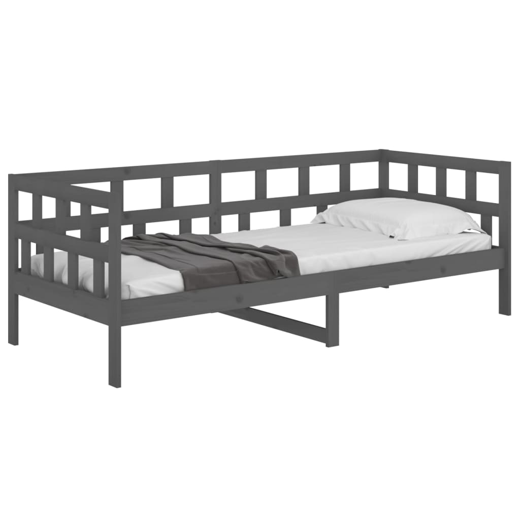 vidaXL Lit de jour sans matelas gris bois de pin massif 80x200 cm