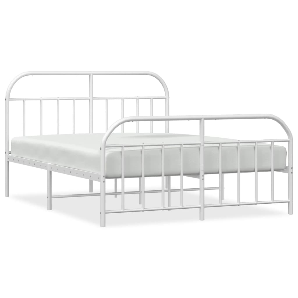 vidaXL Cadre de lit métal sans matelas et pied de lit blanc 183x213 cm