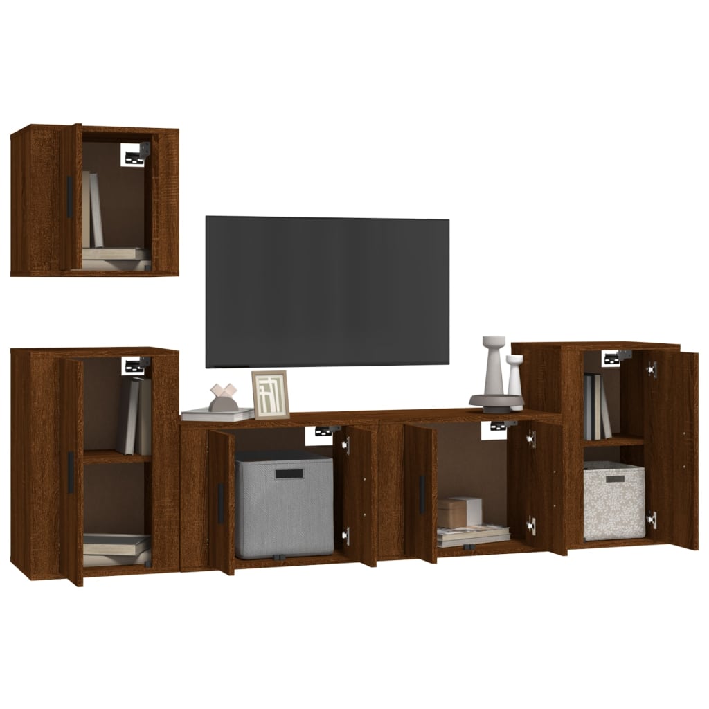 vidaXL Ensemble de meubles TV 5 pcs Chêne marron Bois d'ingénierie