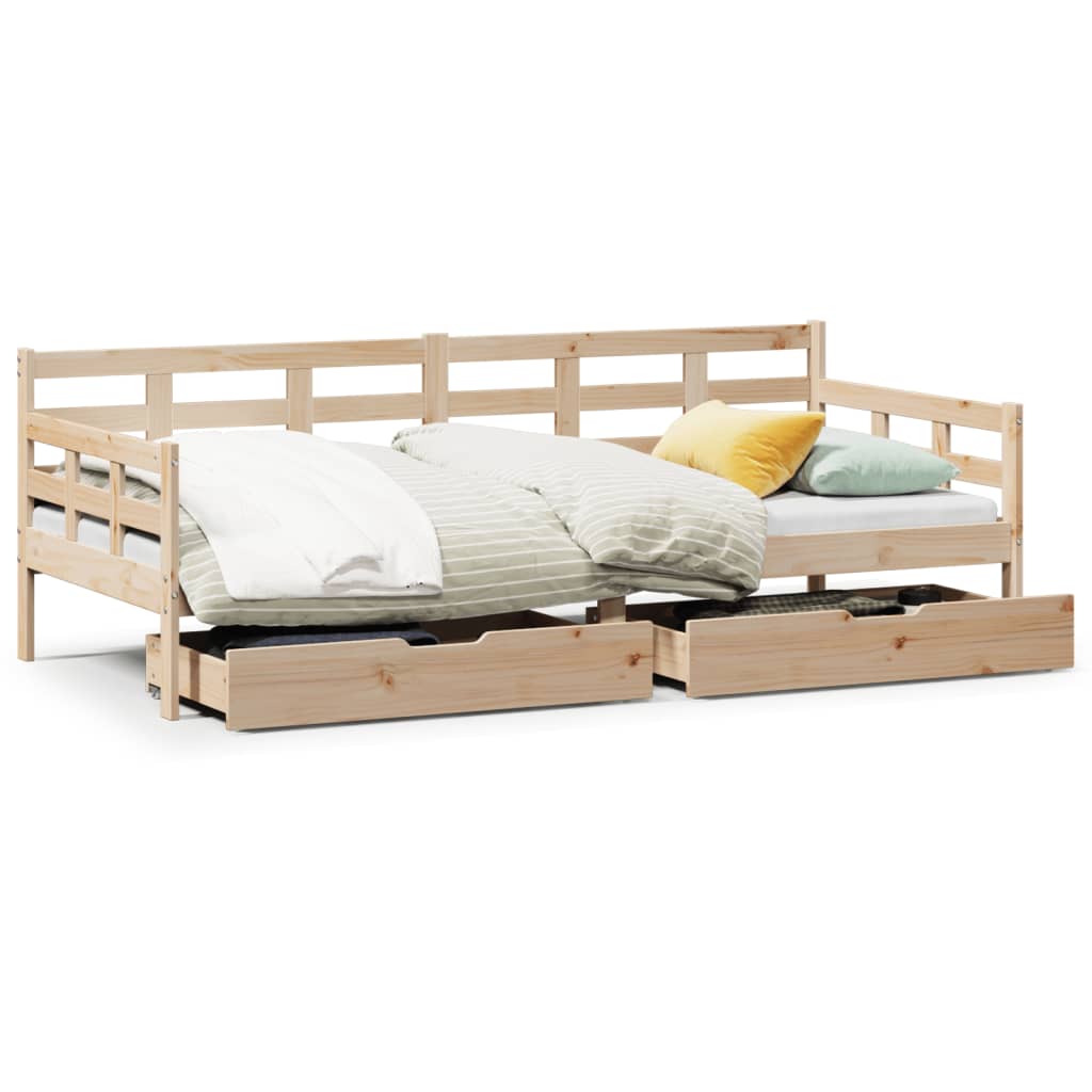 vidaXL Lit de jour avec tiroirs sans matelas 90x190 cm bois massif