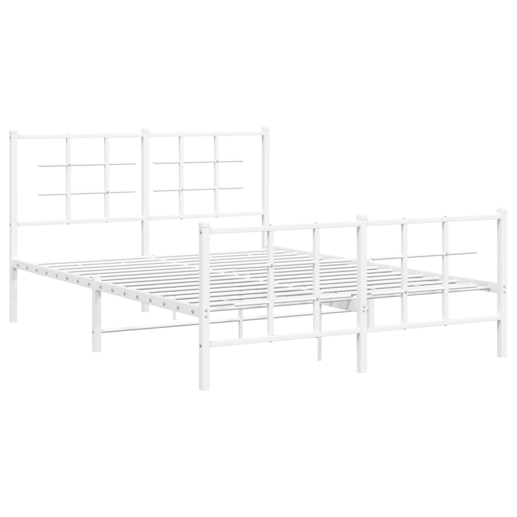 vidaXL Cadre de lit métal sans matelas et pied de lit blanc 135x190 cm