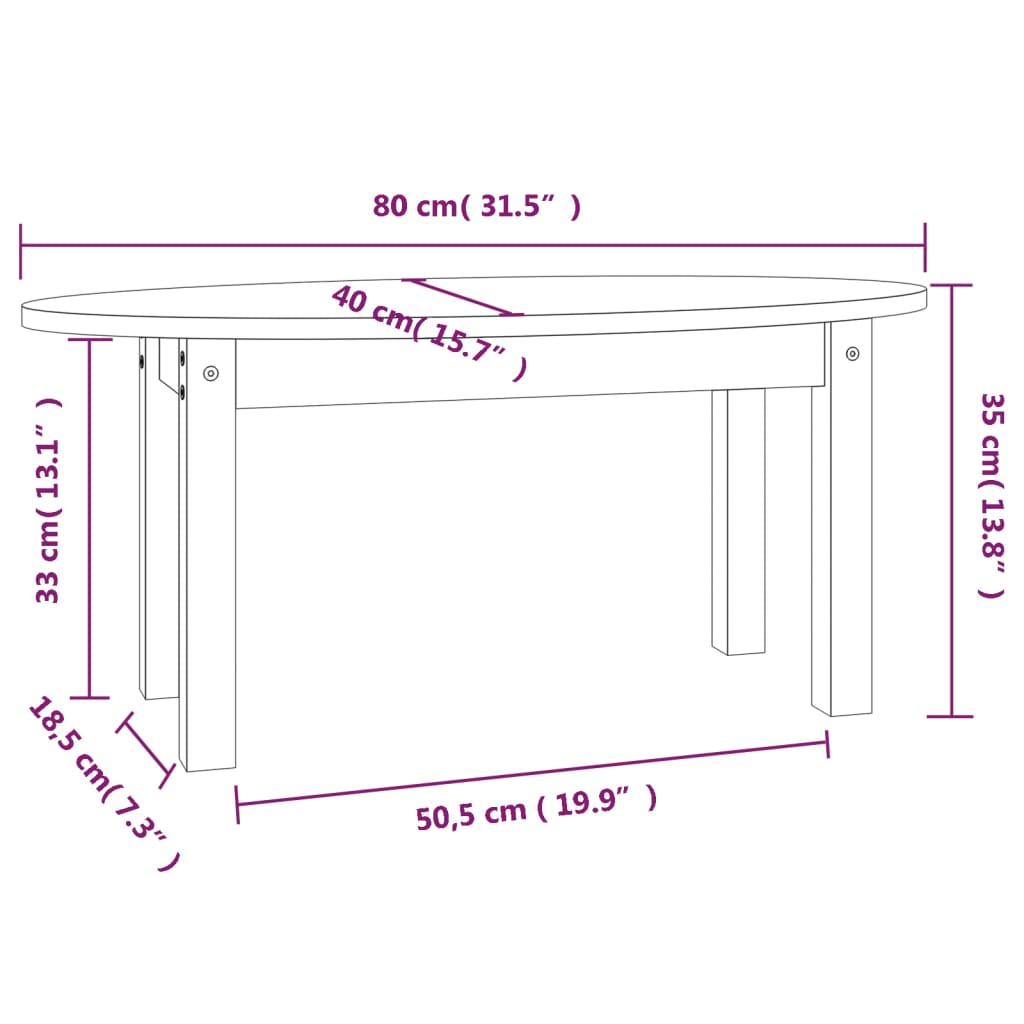 vidaXL Table basse Marron miel 80x40x35 cm Bois massif de pin