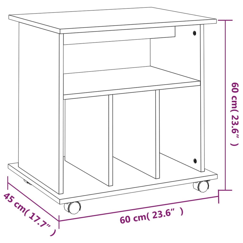 vidaXL Armoire roulante Chêne fumé 60x45x60 cm Bois d'ingénierie