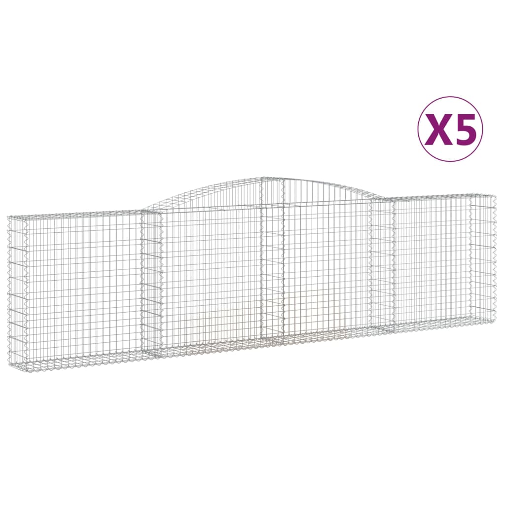 vidaXL Paniers à gabions arqués 5 pcs 400x30x100/120 cm Fer galvanisé