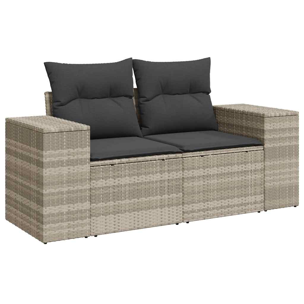 vidaXL Salon de jardin 6 pcs avec coussins gris clair résine tressée