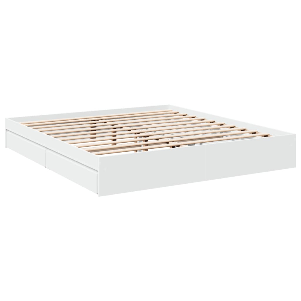 vidaXL Cadre de lit avec tiroirs sans matelas blanc 200x200 cm