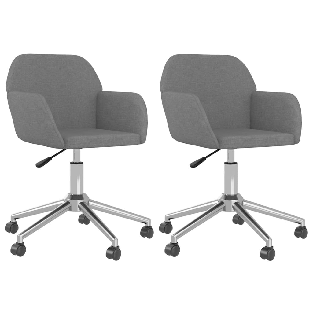 vidaXL Chaises pivotantes à manger lot de 2 Gris clair Tissu