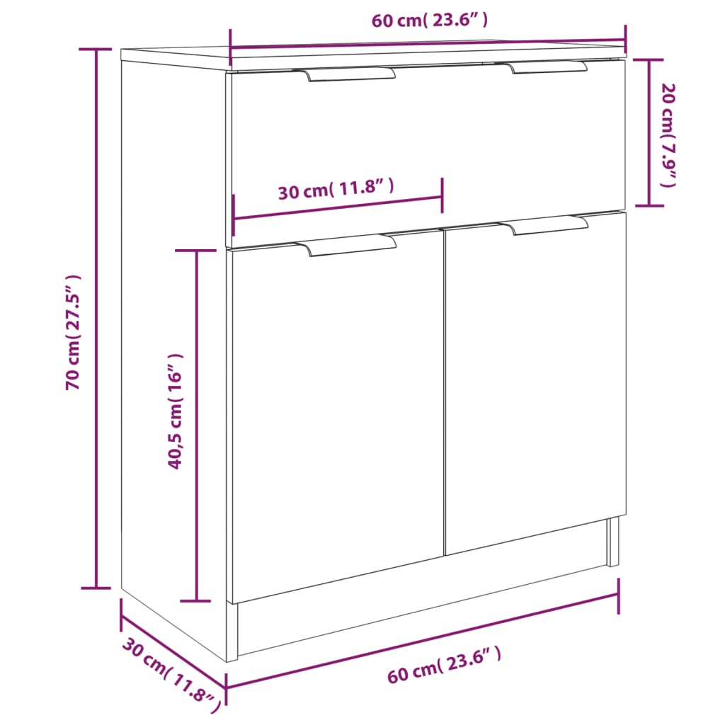 vidaXL Buffets 3 pcs Blanc Bois d'ingénierie