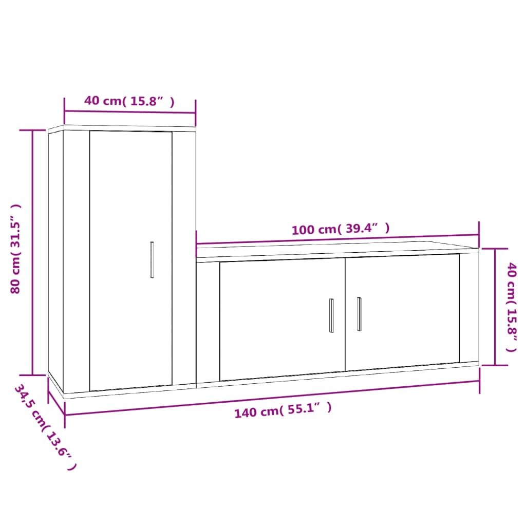 vidaXL Ensemble de meubles TV 2 pcs Chêne fumé Bois d'ingénierie