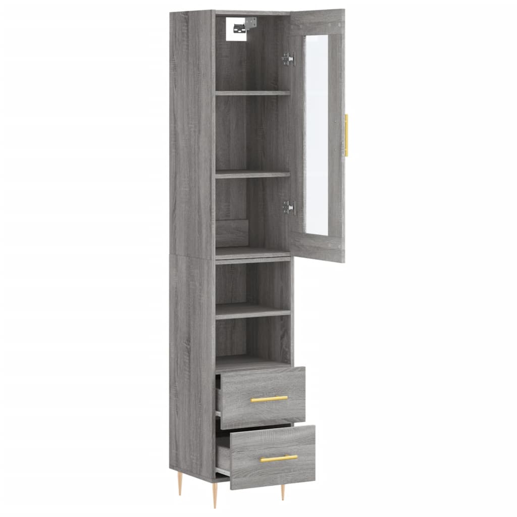 vidaXL Buffet haut Sonoma gris 34,5x34x180 cm Bois d'ingénierie