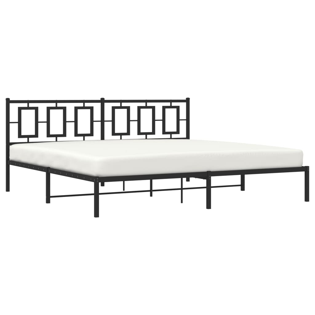 vidaXL Cadre de lit métal sans matelas avec tête de lit noir 200x200cm