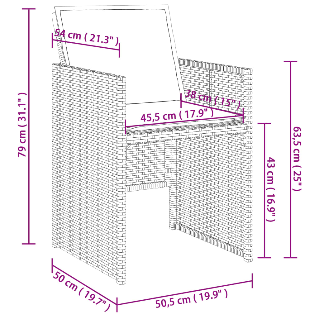 vidaXL Ensemble à manger de jardin 9pcs coussins noir résine tressée