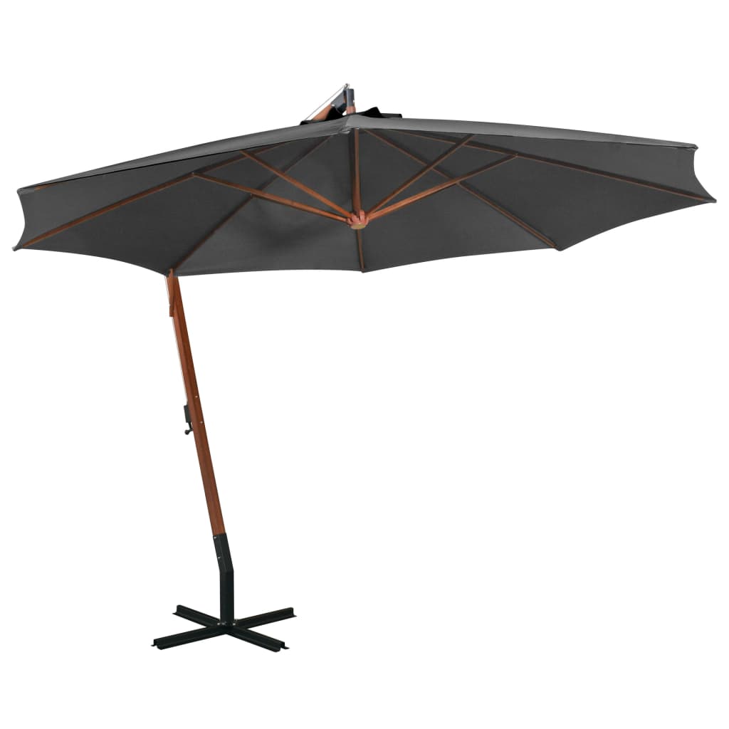 vidaXL Parasol de jardin suspendu avec mât anthracite bois de sapin