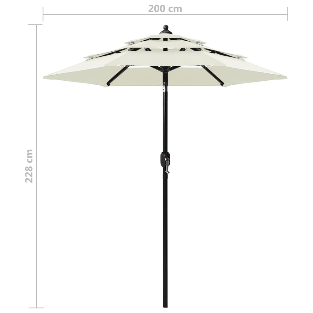 vidaXL Parasol de jardin à 3 niveaux avec mât en aluminium sable 2 m