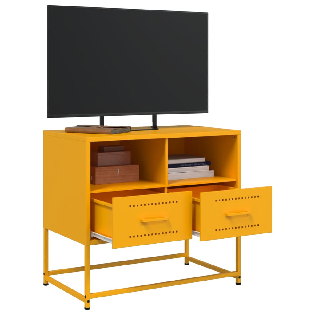 vidaXL Meuble TV jaune moutarde 68x39x60,5 cm acier