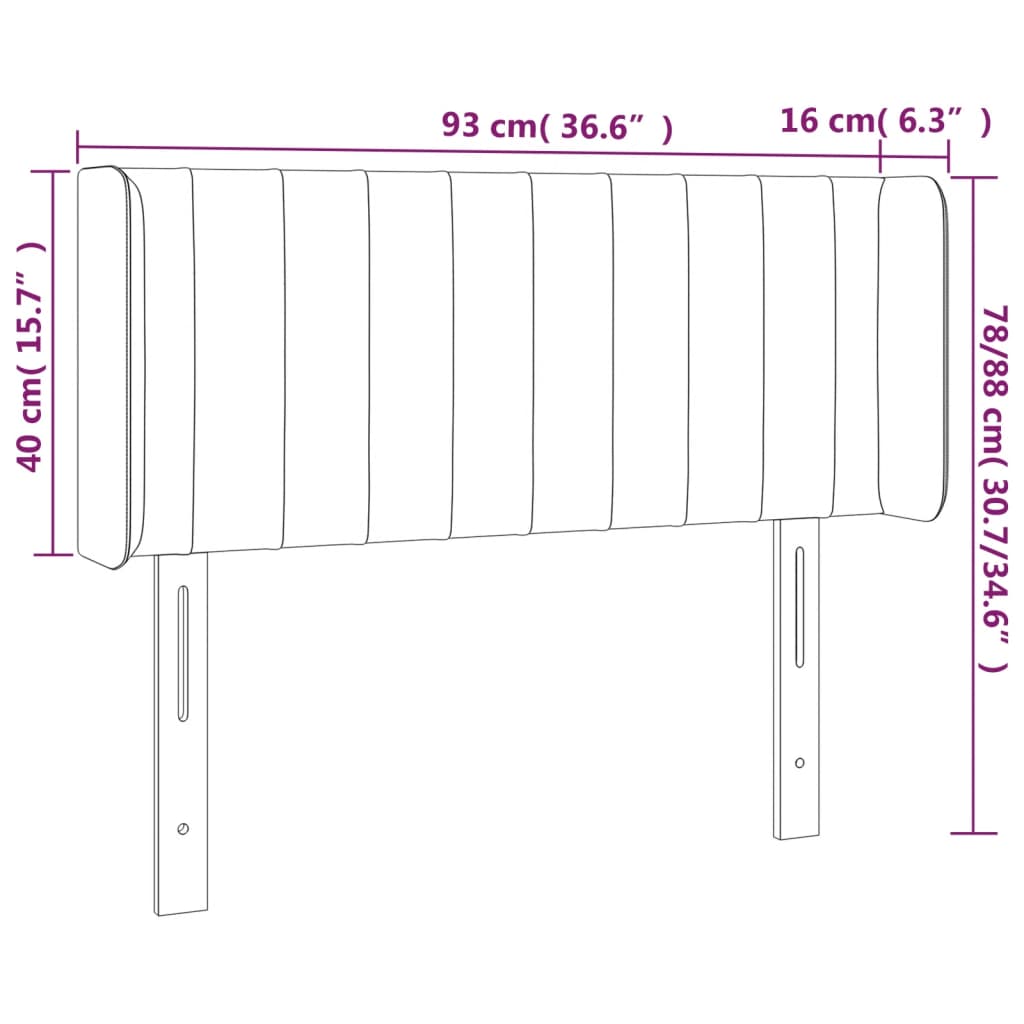 vidaXL Tête de lit avec oreilles Vert 93x16x78/88 cm Tissu